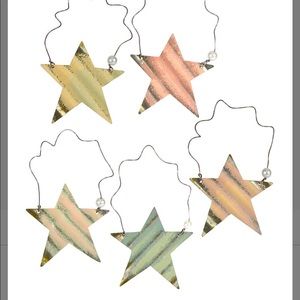 Honey and Me-Painted Star ornaments set of 5-metal rustic hanging stars decor-